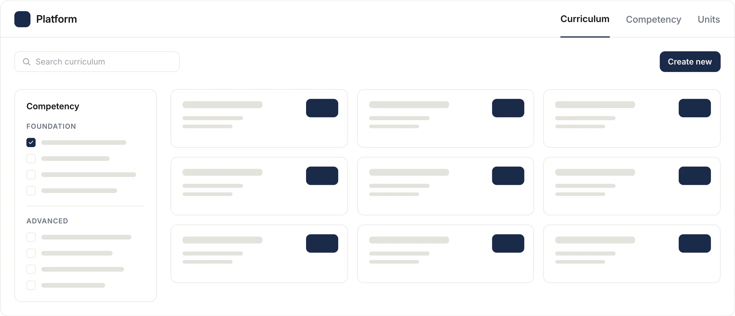 Curriculum browse view