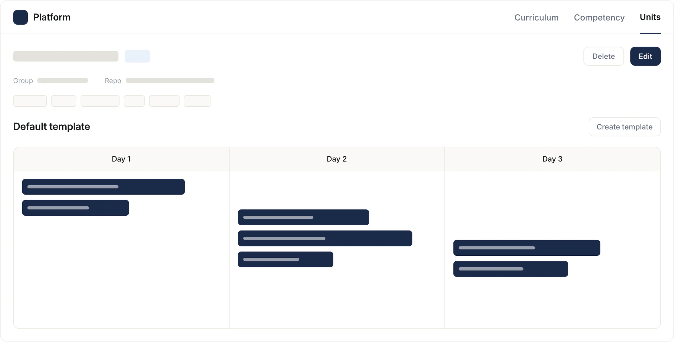 Units and templates view