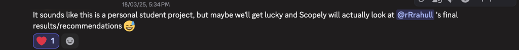 A player on Discord acknowledging the research and hoping Scopely looks at the results