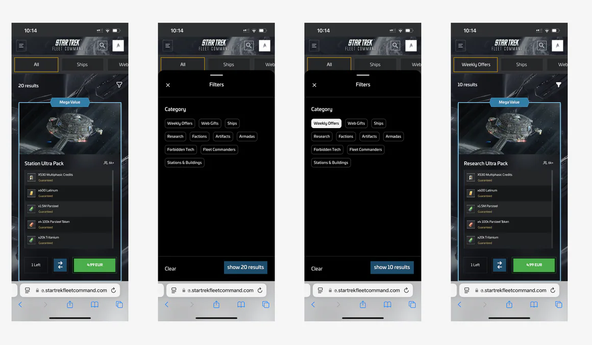 Hi-fi filter flow: category filter applied, results narrowed
