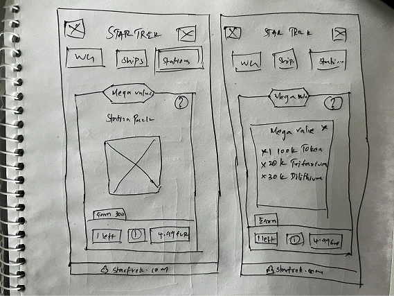Paper sketch of bundle cards with mega value badge